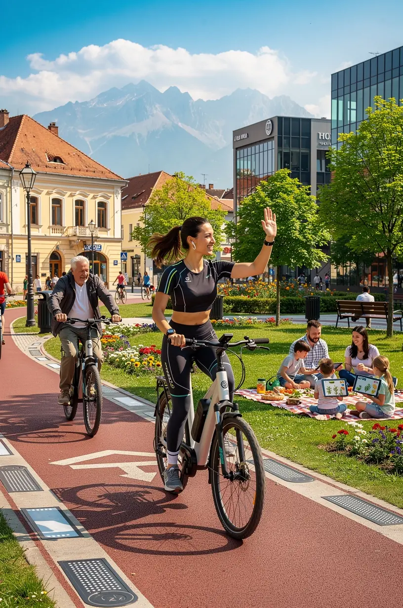 Echipă de specialiști discutând strategii pentru implementarea inovațiilor tehnologice în cartiere urbane.