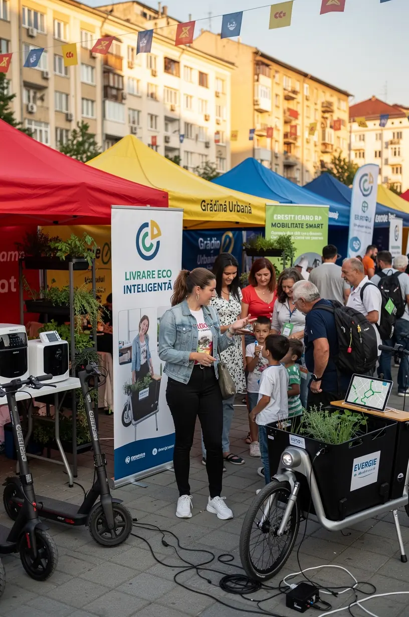 Echipă de specialiști discutând strategii de inovare urbană într-o sală de conferințe.