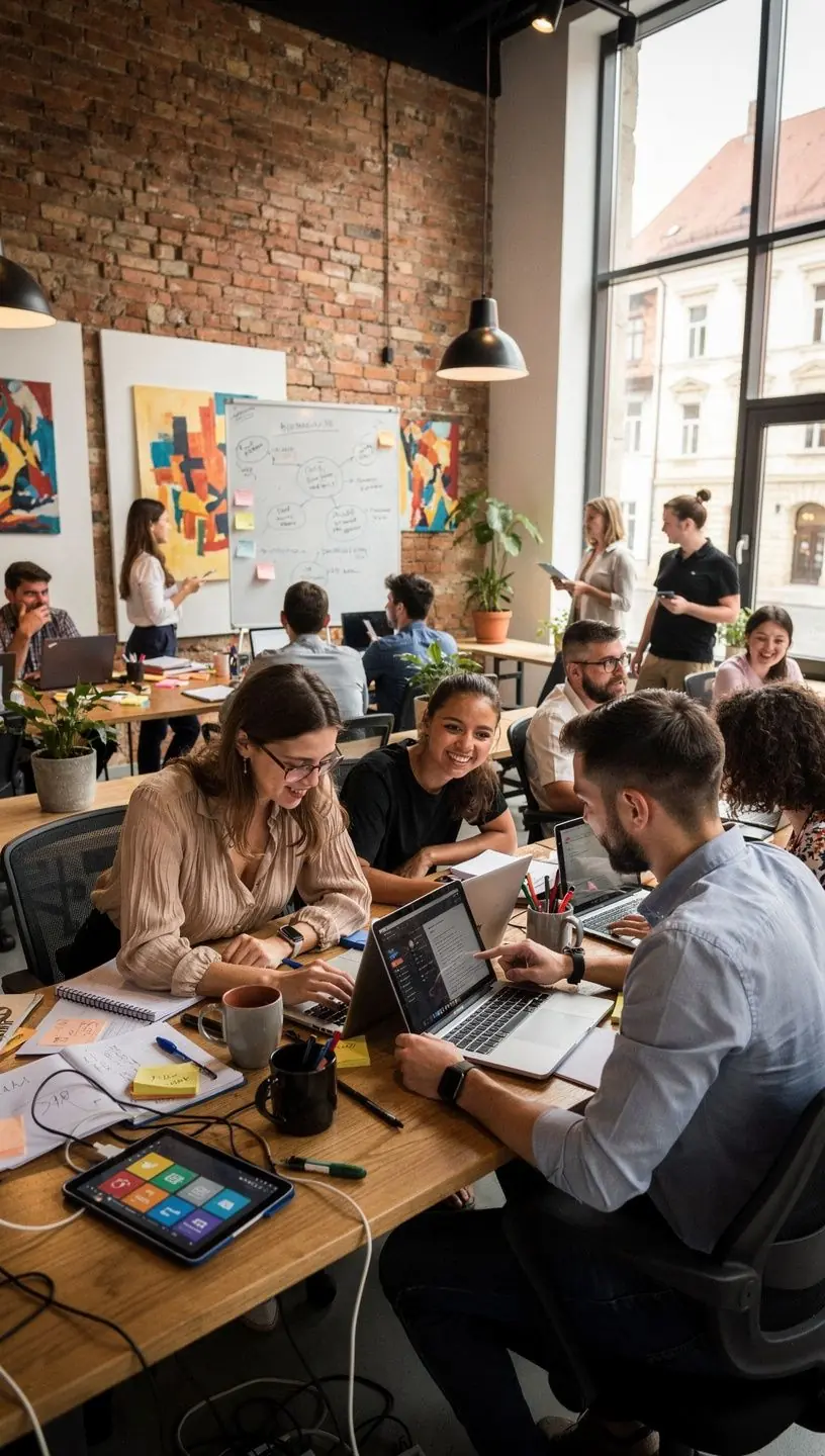 Panou informativ digital amplasat într-un parc urban, oferind date despre calitatea aerului și evenimente locale.