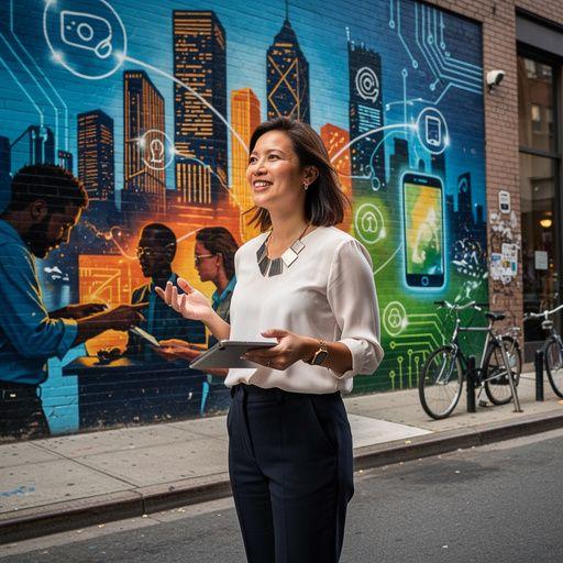 Instalație urbană digitală care monitorizează calitatea aerului în zonele locuite.